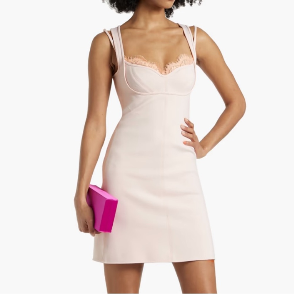 Stella McCartney Lace Trimmed Scuba Dress Pastel Pink IT 38 US 2-4 NEW $1,200